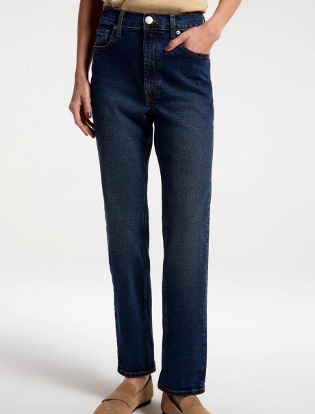 PANTALÓN DE JEAN MODELO SLIM CINTURA MEDIA AZUL