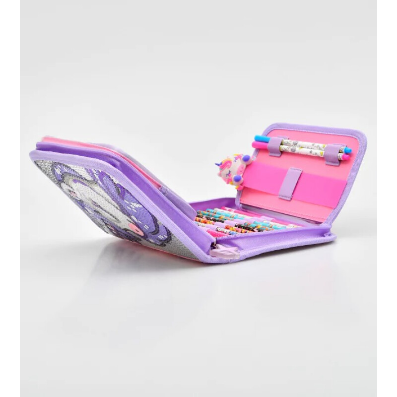 Cartuchera Footy Unicornio Lentejuelas Violeta - Rosado