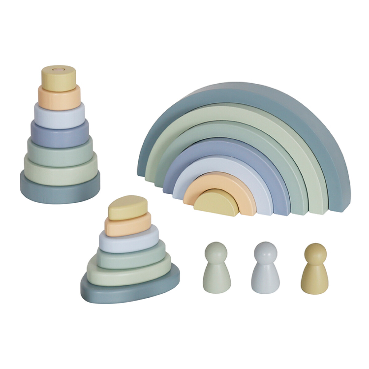 Bloques Apilables De Madera Montessori 3 en 1 Verde (SOLO VENTA WEB) 