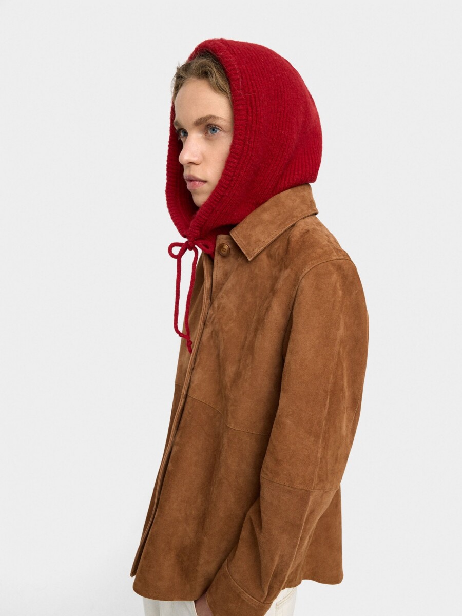 Balaclava De Punto Con Tiras rojo
