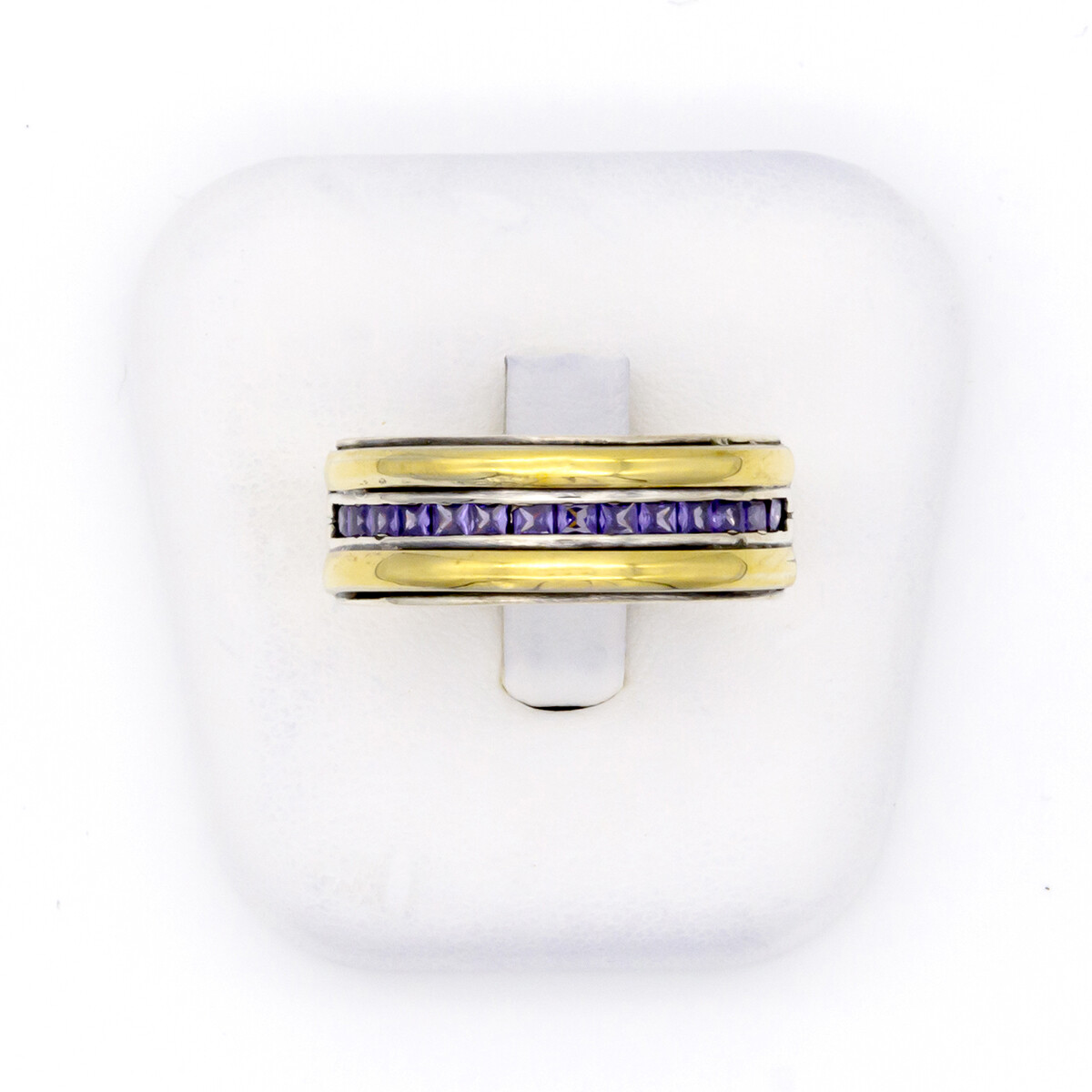 Anillo de plata 925, double en oro 18 ktes y circonias. 