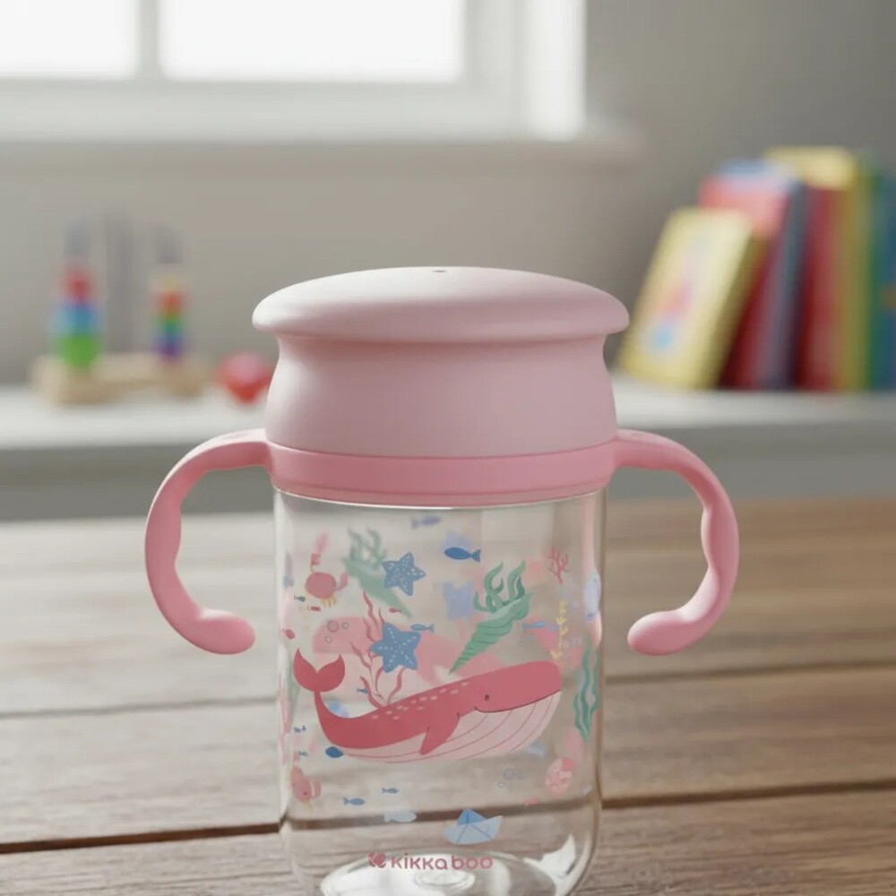 Vaso 360 entrenamiento KIKKABOO rosa