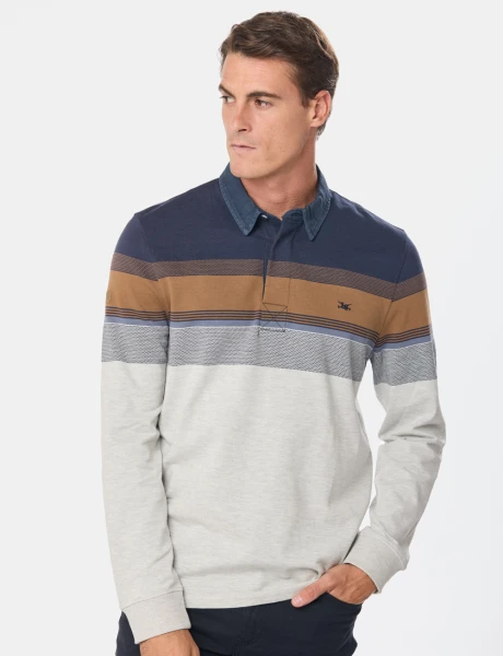 REMERA JERSEY RAYADA Gris