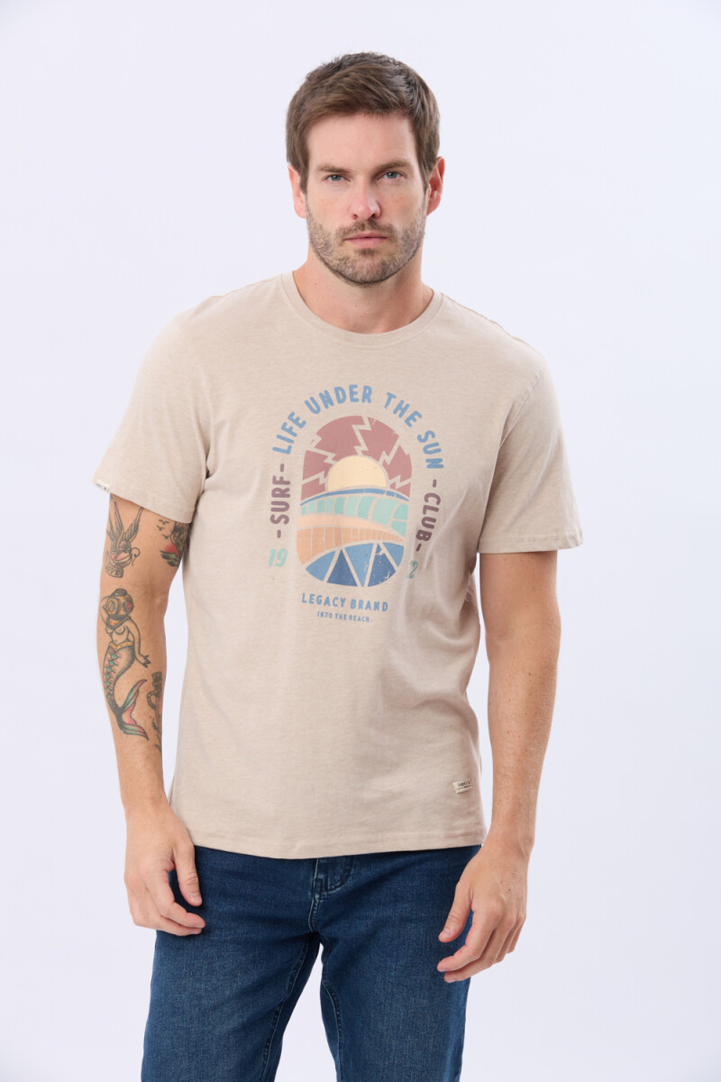 REMERA ESTAMPADA DE ALGODÓN - Beige 