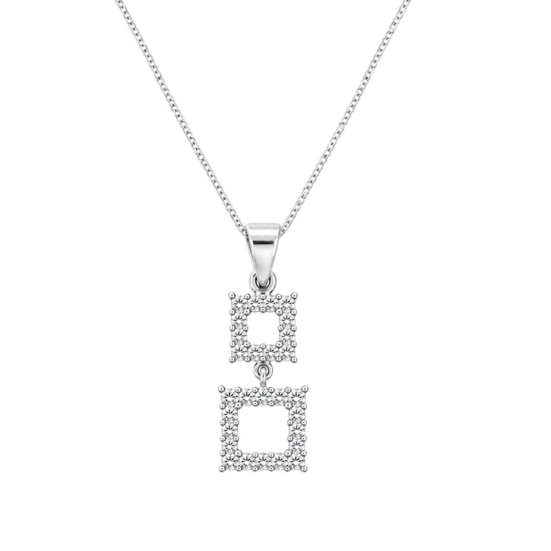 Dije colgante Cuadrado con Zirconias -Plata 925-Sin piedra-CP6599 sinpiedra