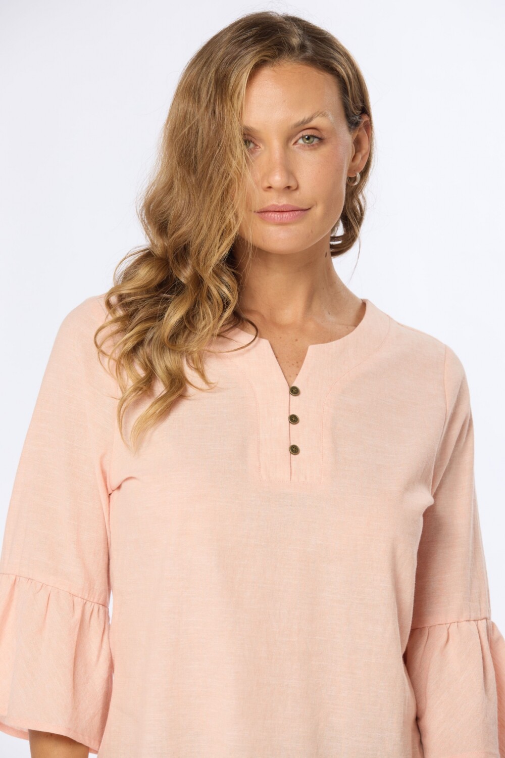 BLUSA DE LINO VOLADOS Coral