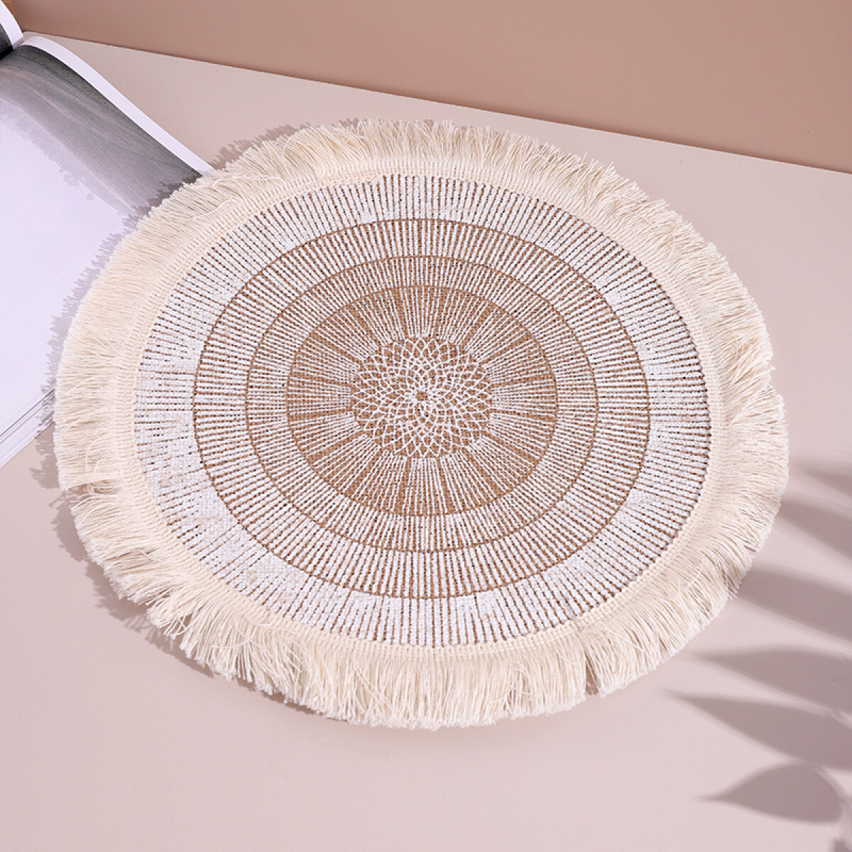 Individual Circular - Estampado Y Flecos 