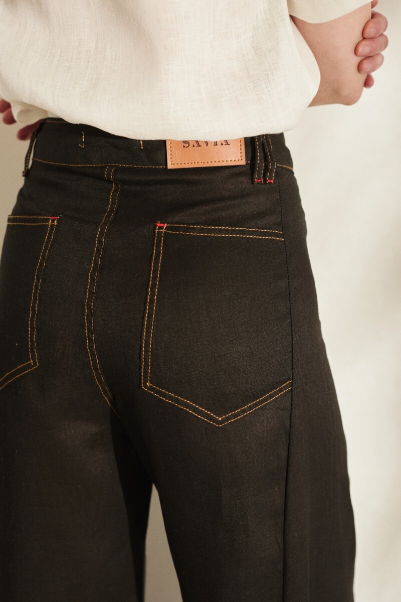 PANTALON WIDE XL LINEN SS27 Negro