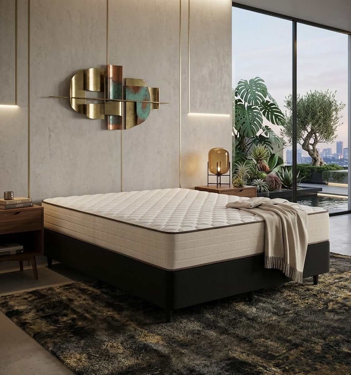 SOMMIER 2 PLAZAS BASE CAMA COLCHÓN DE 100% ESPUMA 