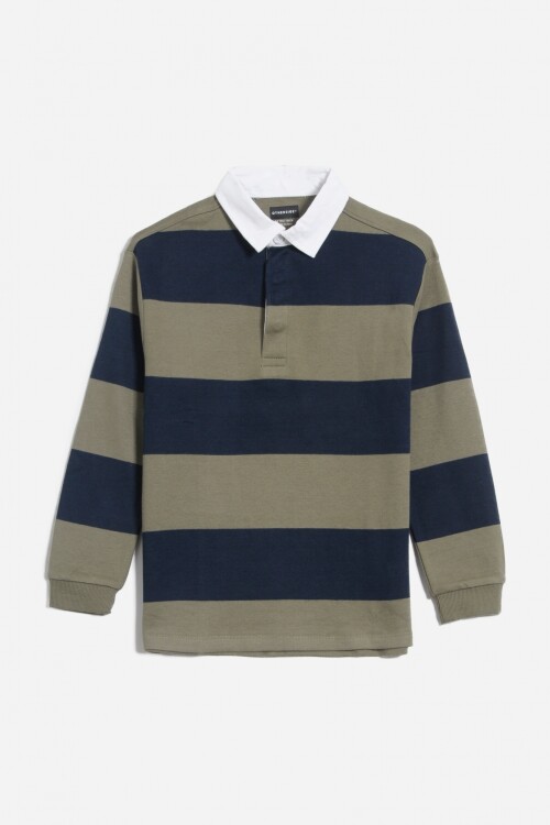 Remera a rayas cuello polo AZUL MARINO