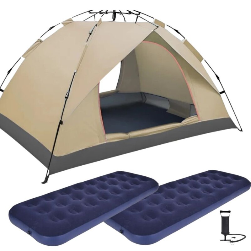 Carpa Impermeable 4 personas + 2 colchones + inflador Carpa Impermeable 4 personas + 2 colchones + inflador