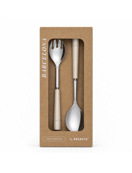 SET CUBIERTOS ENSALADA MANGO RAYAS BEIGE "BCN" SET CUBIERTOS ENSALADA MANGO RAYAS BEIGE "BCN"