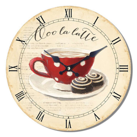 Reloj De Pared Mdf Taza Y Galletas. D28.8X3.5Cm