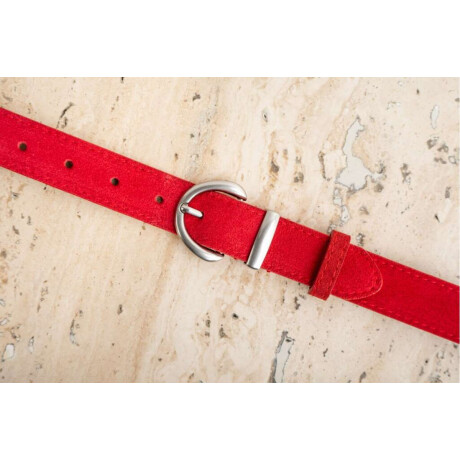 Cinto Cuero Hebilla Redonda Rojo