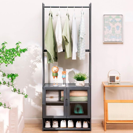 Perchero Bambu 52x31x170cm 3 Estantes Cajon Gris 318-7 001