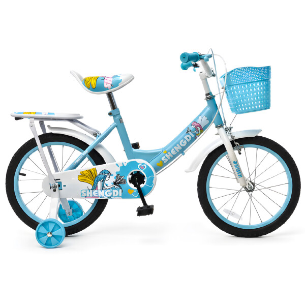 Bicicleta infantil Shengdi Rodado 16 Canasto Parrilla Hadas Celeste 1