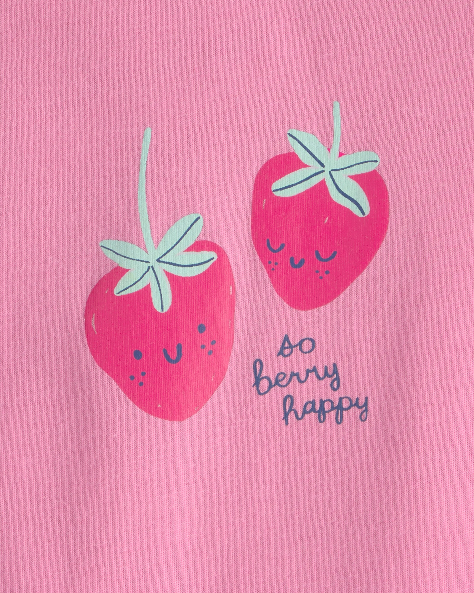 Body de algodón, manga corta, rosado, estampa frutillas Sin color