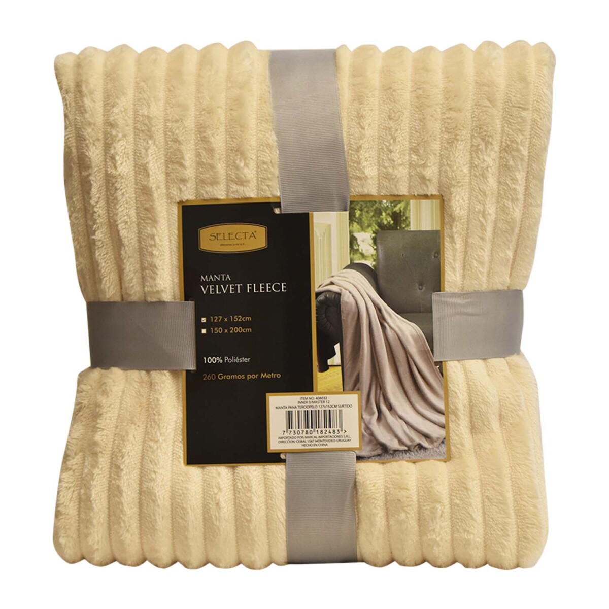 Manta Polar Velvet Fleece Frazada Pana Terciopelo 127x152cm - Beige Claro 