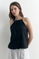 Top halter de lino negro