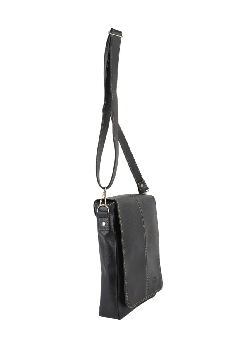 Morral con solapa mediano Negro