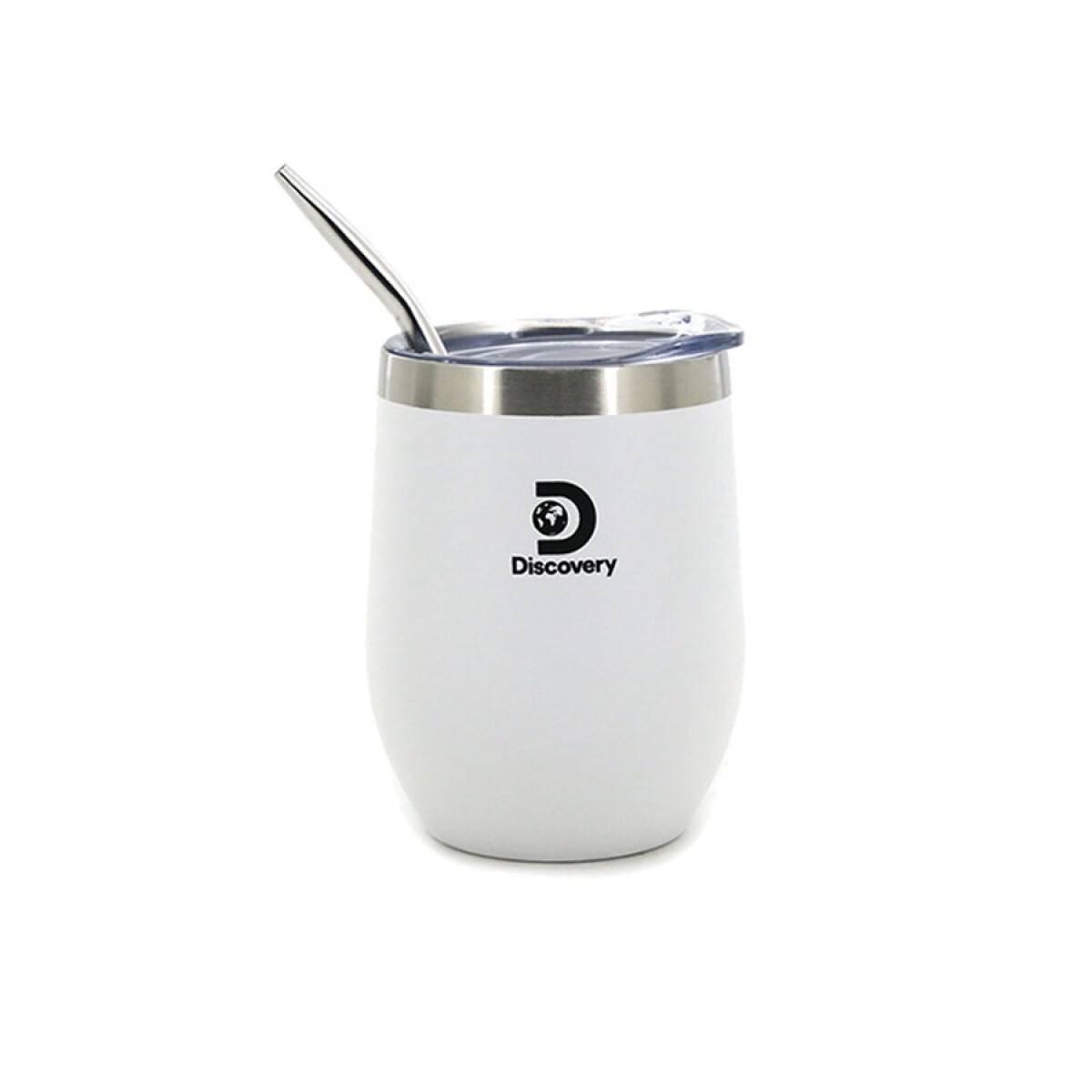 Mate de Acero Discovery con Tapa y Bombilla - BLANCO 