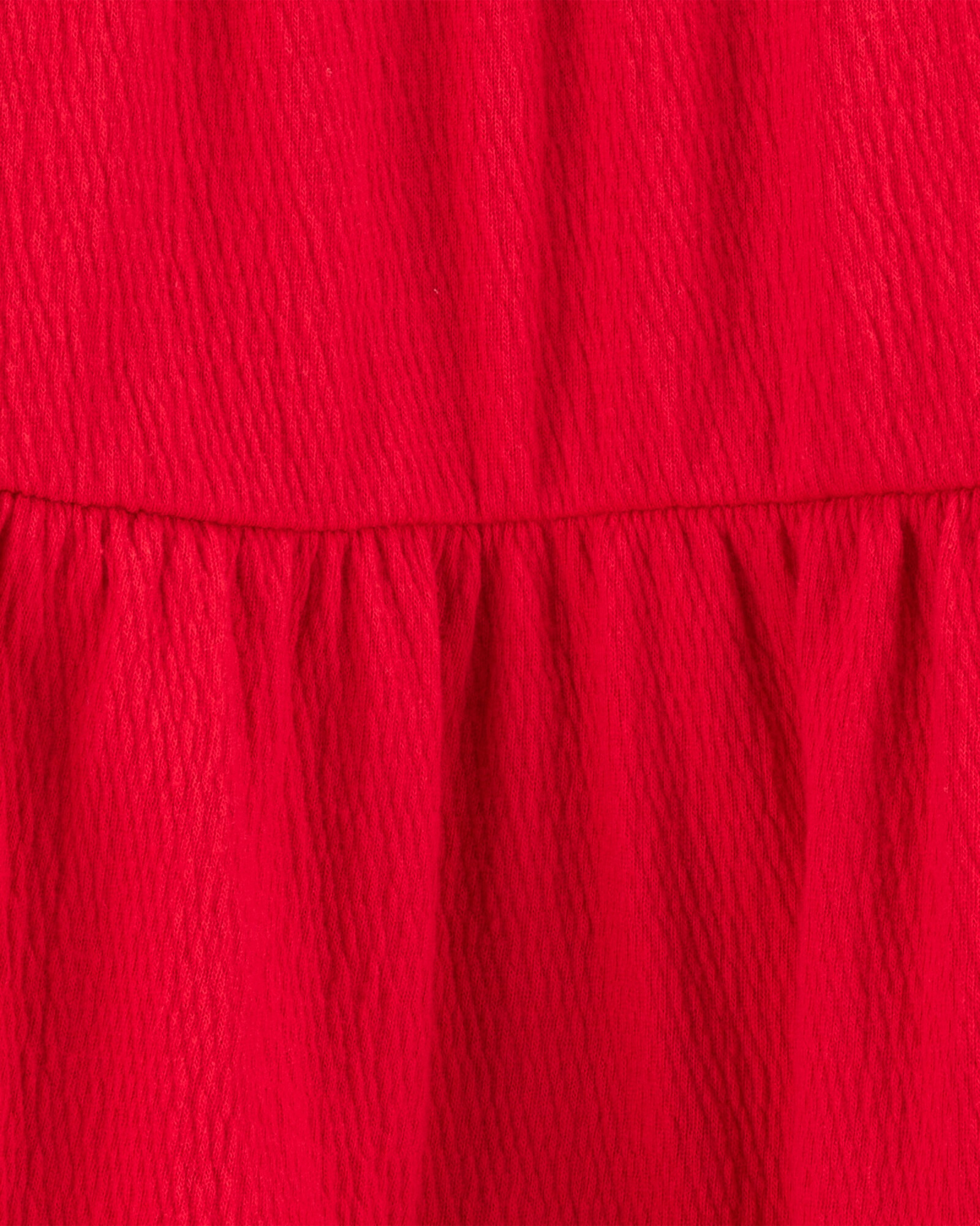 Vestido solera de algodón texturado, rojo Sin color