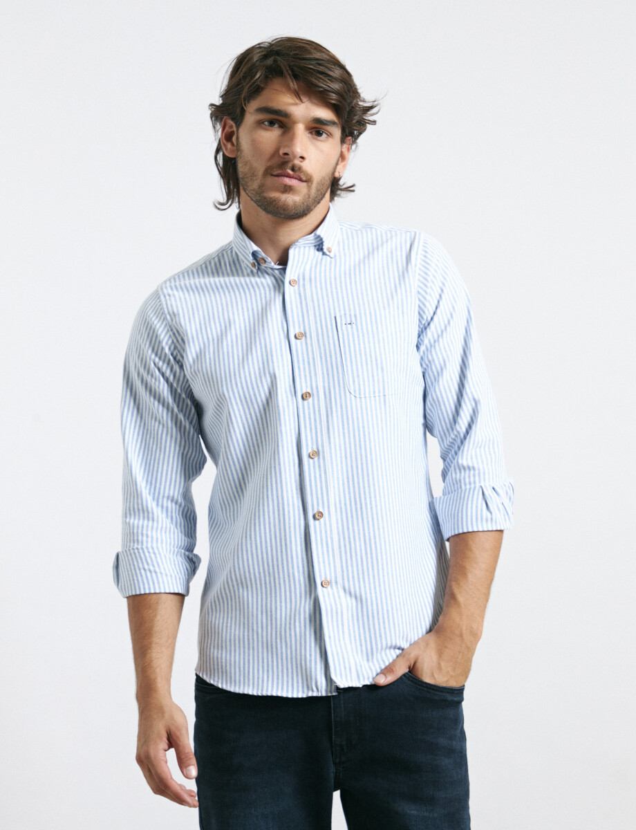 CAMISA HARRINGTON LABEL - Azul / Natural 