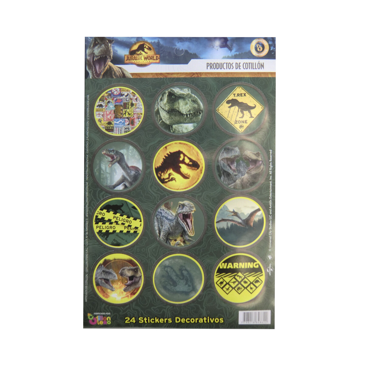Cotillón Adhesivos x 24 Jurassic World 