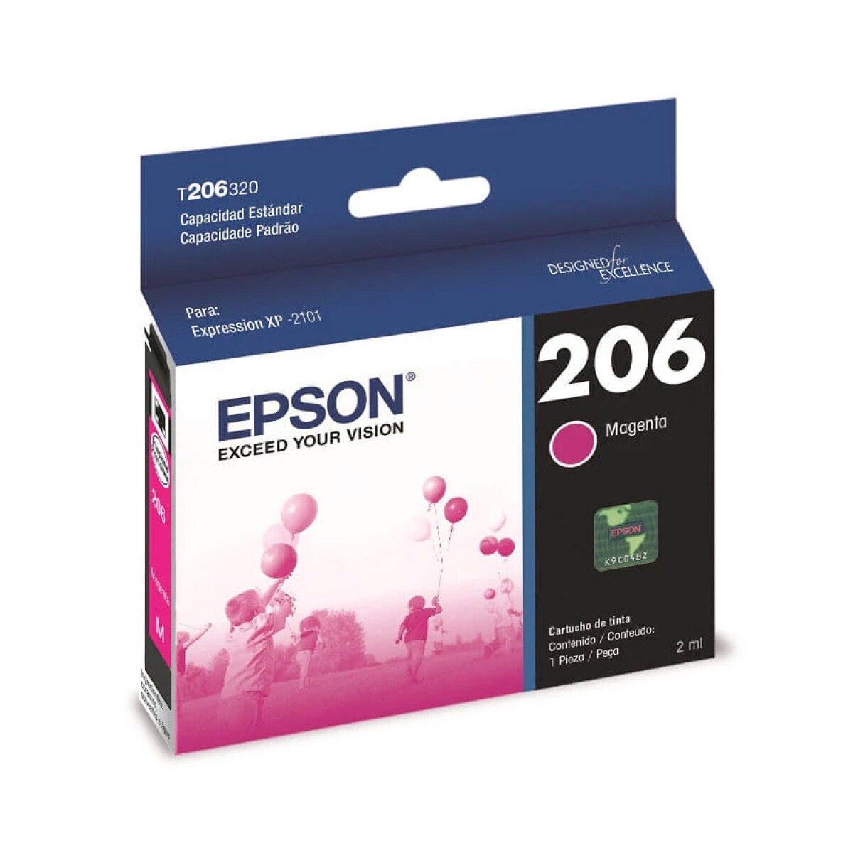 Cartucho de Tinta Epson T206 para Impresora Epson XP2101 - Magenta 