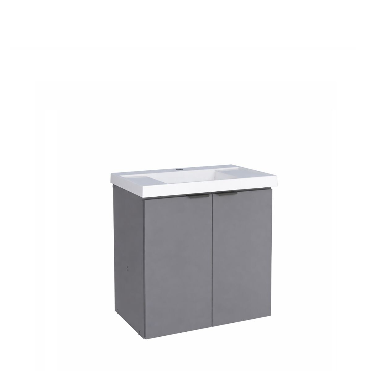 Mueble De Baño Suspendido Aster Gris 60cm Con Bacha De Resina 
