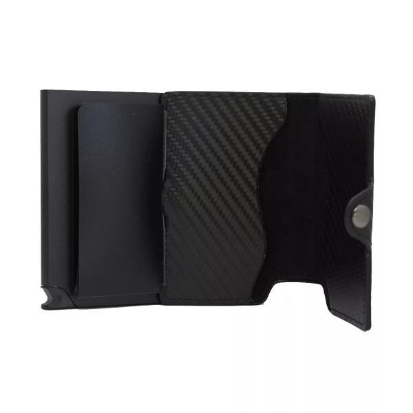Billetera Tarjetero Dellorean Protección RFID Anticlonación Variante Color Negro