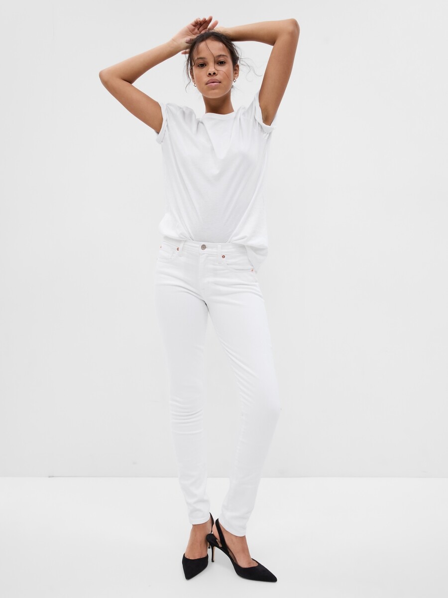 Jean True Skinny Tiro Medio Mujer - Optic White 