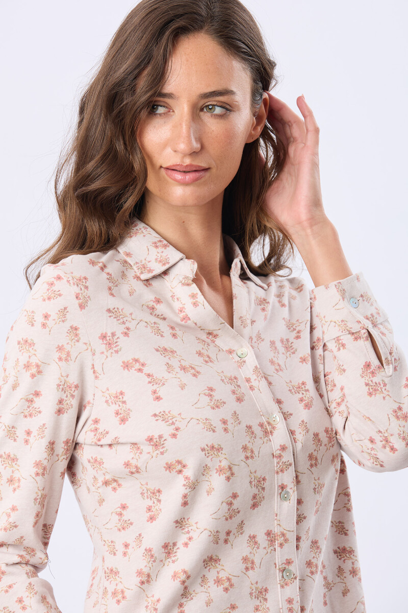CAMISA ESTAMPADA DE ALGODÓN - Beige 