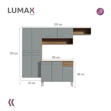 Mueble de Cocina completo 229cm Gris