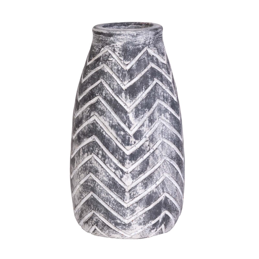 JARRÓN ZAG CERAMICA BLANCO NEGRO/BLANCO