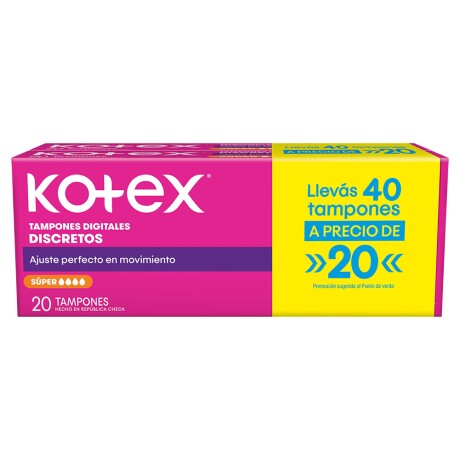 Tampones Kotex Super Promo 2X1 40 Unidades Tampones Kotex Super Promo 2X1 40 Unidades