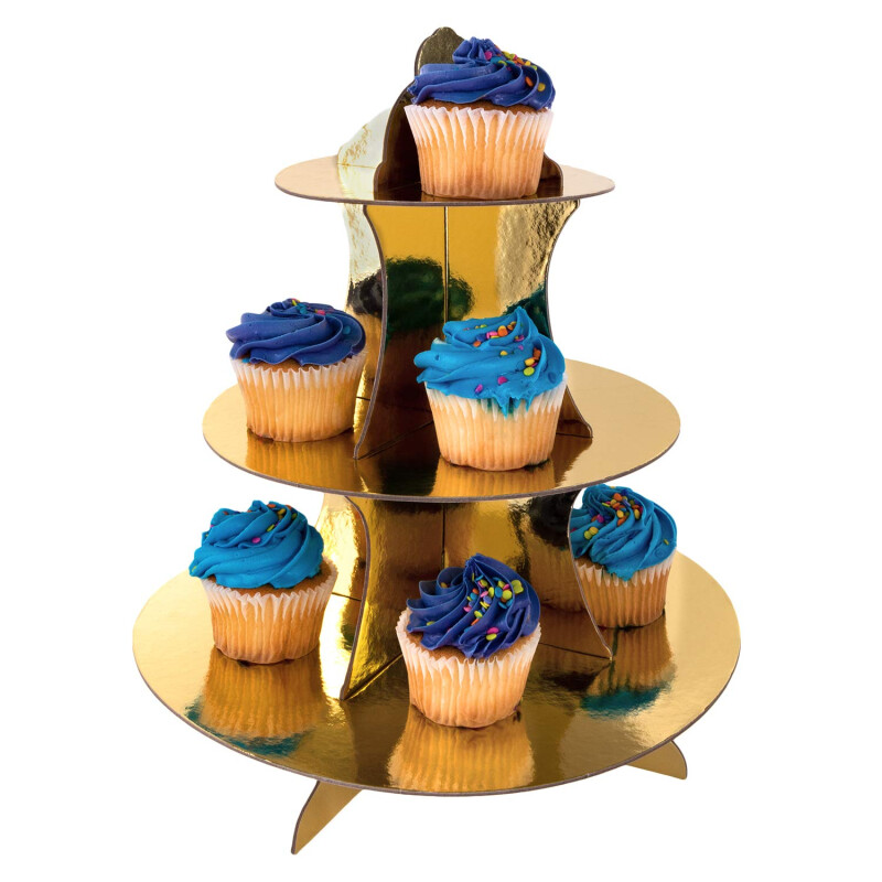 Soporte para Cupcake de Carton Metalizado Dorado