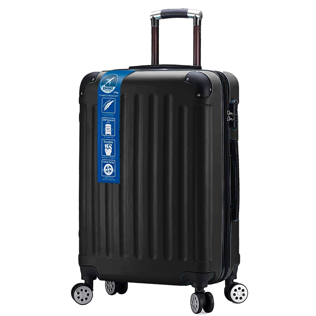 Valija Rígida 20'' Resistente Impermeable 4 Ruedas - Negro1 