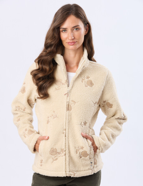 CAMPERA CORDERITO BORDADA Beige