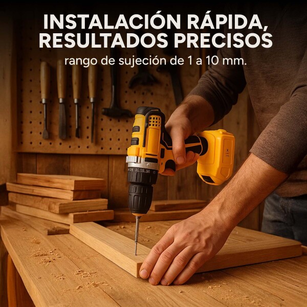 Taladro Percutor Atornillador Inalámbrico + 2 Baterías + Acc Color Amarillo Negro
