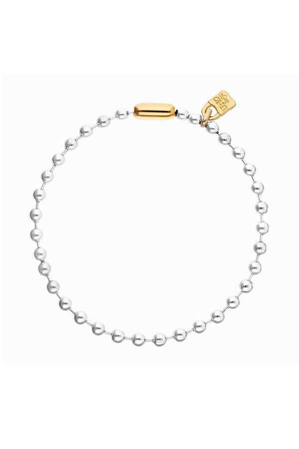 COLLAR DE BOLAS DE ALEACIÓN DE METALES BAÑADO EN PLATA DE LEY CON CIERRE Y CANDADO EN BAÑO DE ORO 18K Colgante