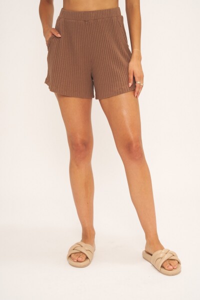 THROW IT ON SWEATER RIB SHORT Marron