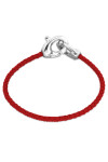 PULSERA DE CUERO ROJO CON MOSQUETÓN ENTRELAZADO BAÑADO EN PLATA Pulsera