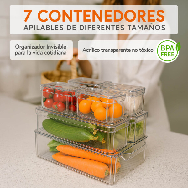 Juego de 7 Contenedores Recipientes Con Tapa Tarros Apilables Organizador IMBACK Blanco Juego de 7 Contenedores Recipientes Con Tapa Tarros Apilables Organizador IMBACK Blanco