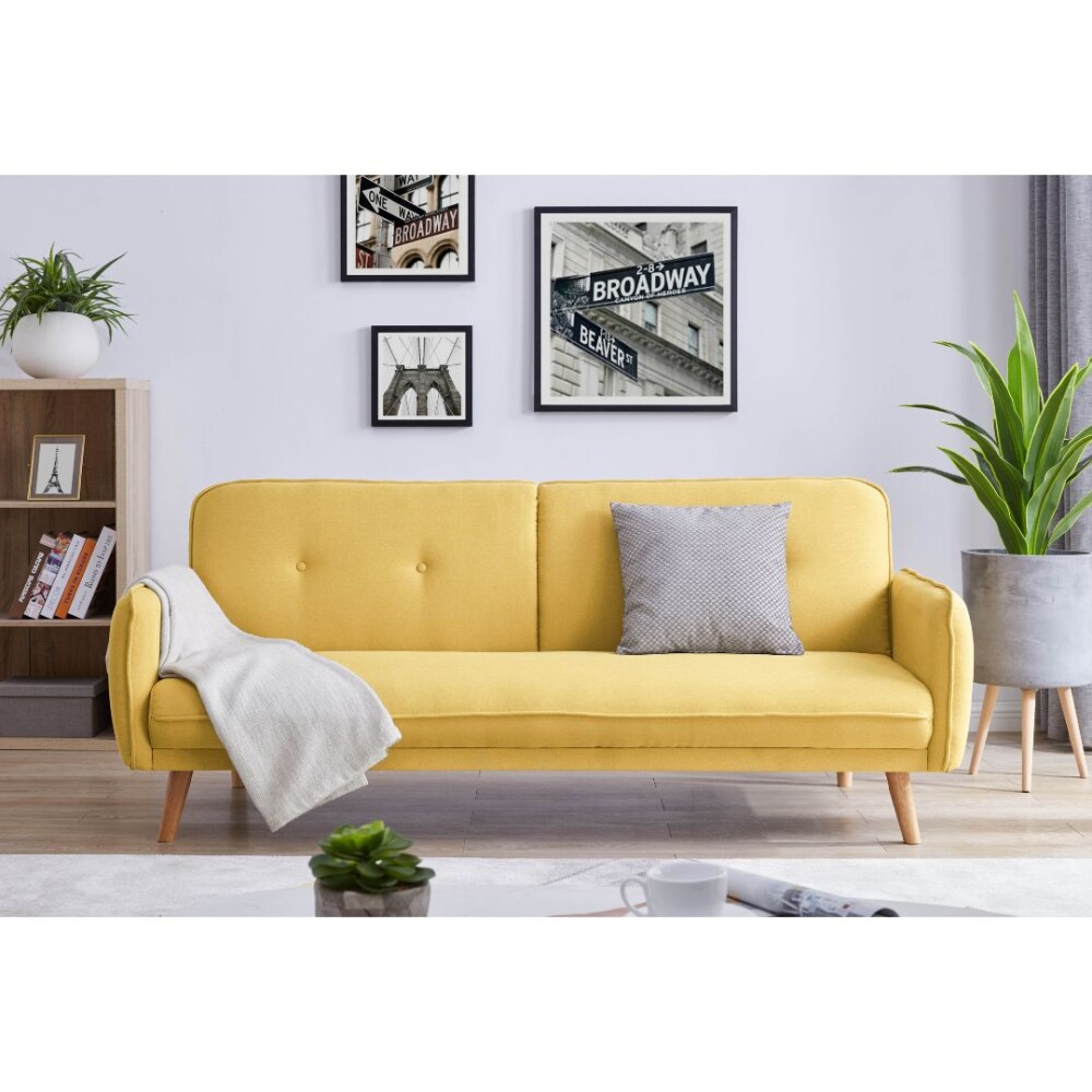 Sofá Sillón Cama Respaldo Reclinable - Mia Mostaza