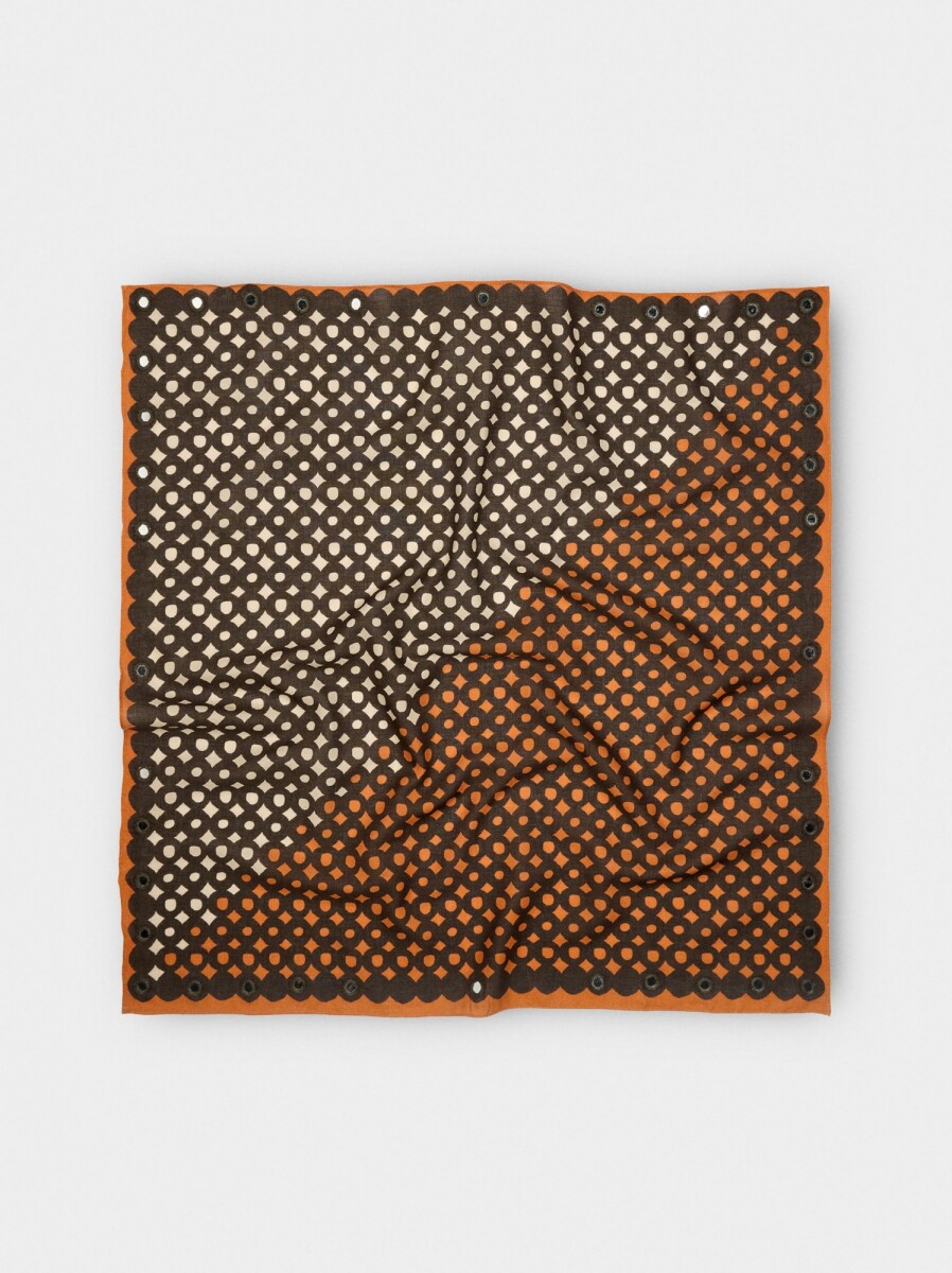 Pañuelo Cuadrado Estampado De Algodón - naranja 
