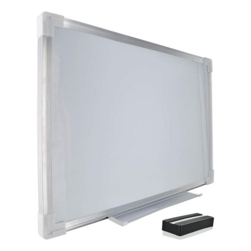 Pizarra blanca marco aluminio 60cm x 90cm con borrador e imanes Pizarra blanca marco aluminio 60cm x 90cm con borrador e imanes