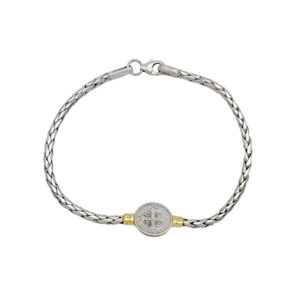 Pulsera San Benito-Plata y Oro-Sin piedra-PU5055 sinpiedra
