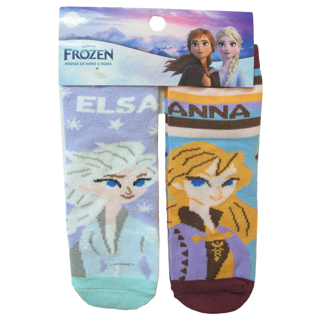 Medias Infantiles Disney x2 Frozen - Lila - Celeste - Bordó 