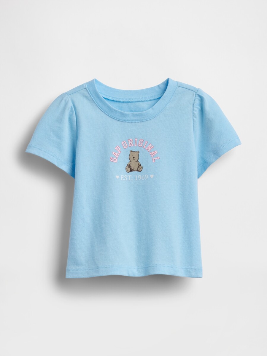 Remera Logo Gap Toddler Niña - Chlorine Blue 